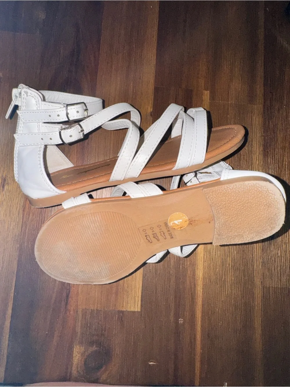 Funkymonkey White Gladiator Sandals Strappy - Girls Size 1